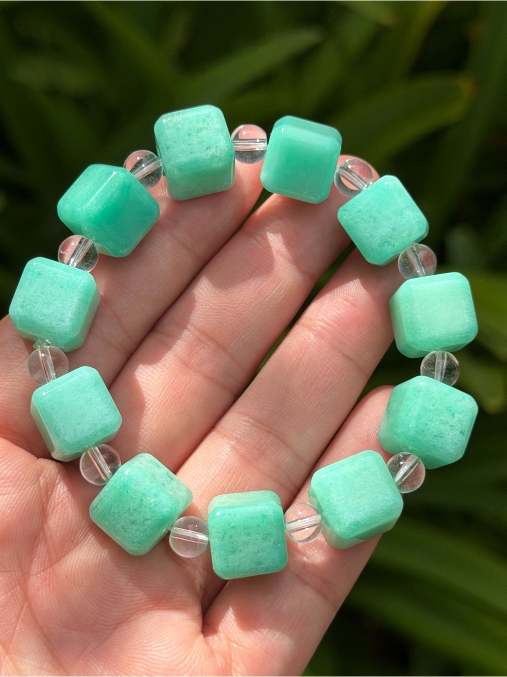 12mm strechable cubic amazonite bracelet 1751